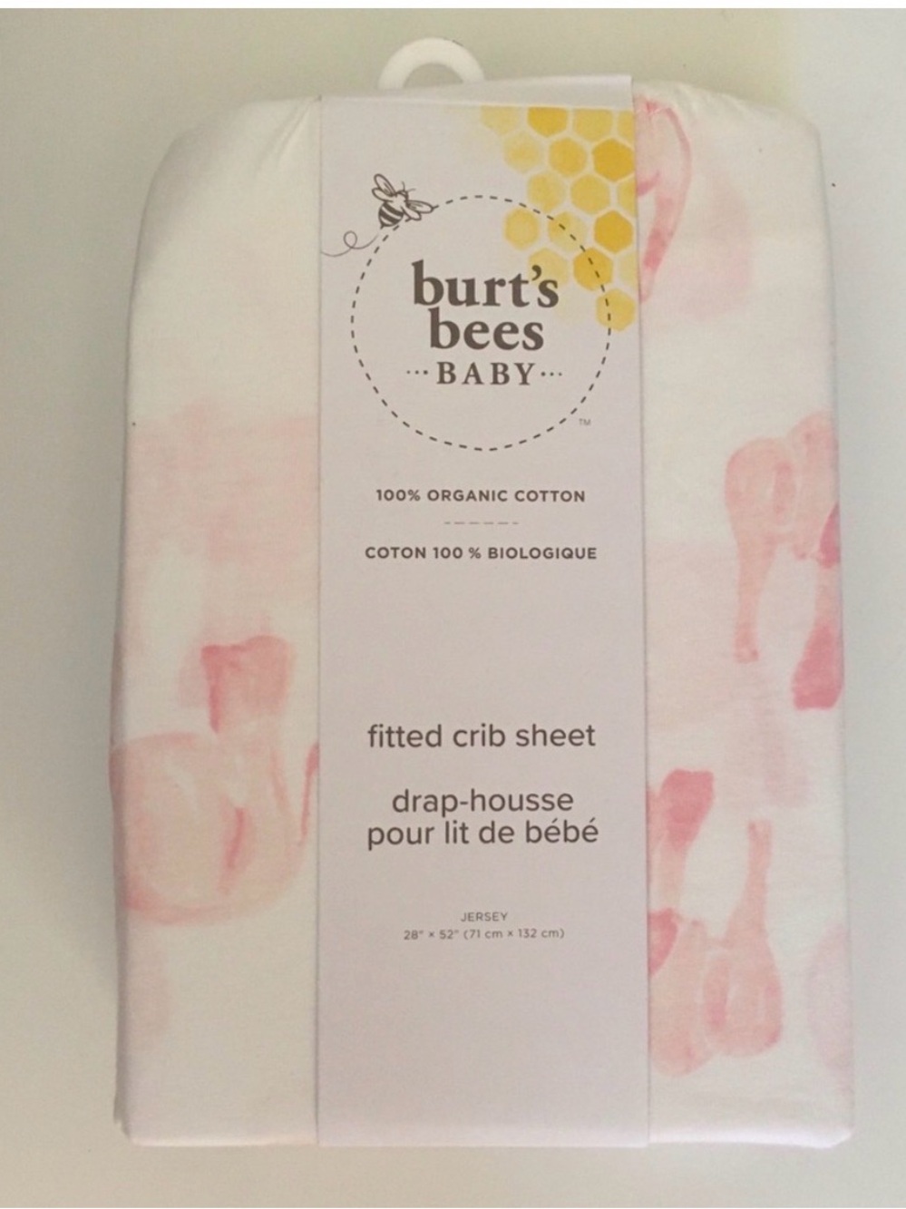 Fitted Crib Sheet Organic Cotton Pink Elephant Print Baby Gift | Burt’s Bees